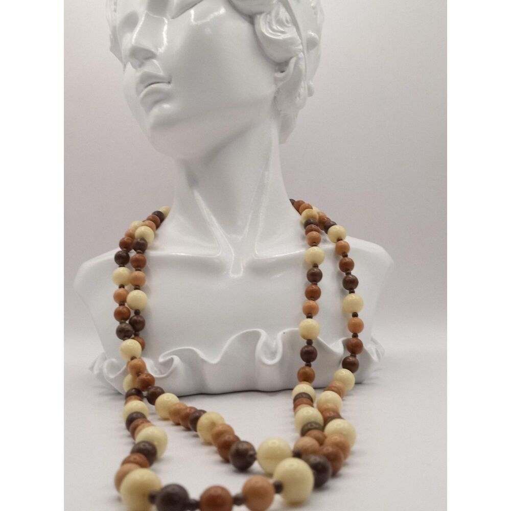 Vintage Beaded CHOCOLATE DIVA Tri Shade Strand Long 48" Necklace